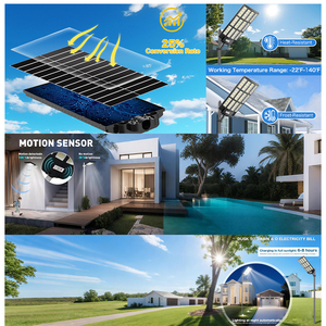 Farola Solar LED Comercial de Alta Potencia de 8000 W - Control Remoto, <span class=keywords><strong>Sensor</strong></span> de <span class=keywords><strong>Movimiento</strong></span>, IP65 Impermeable, Modos de Brillo Ajustables - Product Image 2