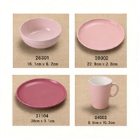 Ensemble de vaisselle en mélamine rose pour la maison, service de table en mélamine pour fête, ensemble de plats et de bols pour sauces et accompagnements