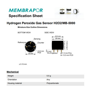 Capteur de gaz au peroxyde d'hydrogène Membrapor H2O2MB-5000 électrochimique 0-5000 ppm, boîtier miniature - Product Image 4
