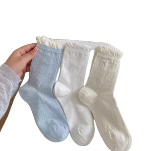 Women's Mid-Calf Slouch <b>Socks</b> With Bow Trim Breathable <b>Polyester</b> Spring Summer Ballet Style <b>Socks</b> For Youth - Product Image 4