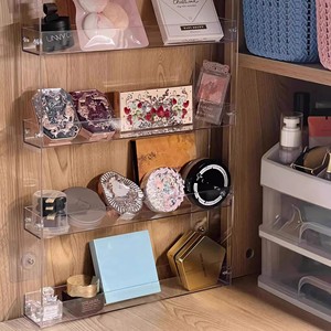 Acrylic <b>Wall</b> Shelf 6 Tier Rectangle <b>Hanging</b> <b>Storage</b> Make Up Desk Organizer Multi Purpose No Drill Installation - Product Image 3