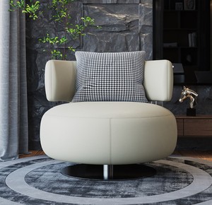 <span class=keywords><strong>Fauteuil</strong></span> pivotant de salon en cuir véritable et <span class=keywords><strong>tissu</strong></span> velours, style nordique moderne et luxueux pour chambre à coucher et hôtel - Product Image 3