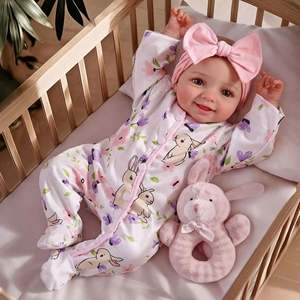 Muñecas Bebé <span class=keywords><strong>Reborn</strong></span> de Silicona con Cuerpo de Tela Suave de 18 Pulgadas Yeezwood, Muñeca <span class=keywords><strong>Reborn</strong></span> de Silicona Realista Sonriente para Niñas - Product Image 2