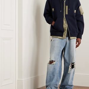 Custom Designer <b>Zip</b> up <b>Hoodie</b> Men Nylon-Trimmed Cotton Streetwear Fashion <b>Black</b> Hoodies Jacket - Product Image 6