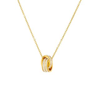 La collana da donna con doppio anello portafortuna della famiglia Shi, con perline intrecciate e catena a clavicola con elemento <span class=keywords><strong>Swarovski</strong></span>, è un regalo. - Product Image 3