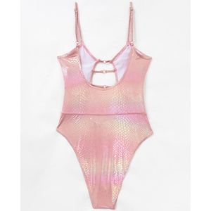 Maillot de bain une pièce sexy taille haute pour femme 2023, service OEM, logo personnalisé imprimé, avec soutien-gorge push-up, séchage rapide - Product Image 2