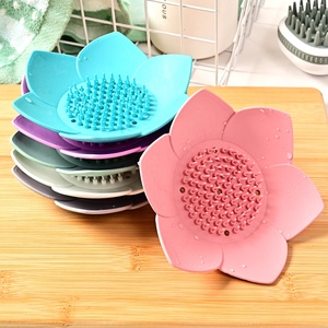 Porte-savon en silicone de qualité alimentaire en forme de lotus, antidérapant, sans accumulation d'eau, pour salle de bain, cuisine, hôtel, universel - Product Image 1