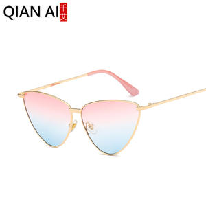 Lunettes de soleil Qian Ai Cat Eye, monture or poudré océan, verres AC, UV400, style unisexe tendance - Product Image 2