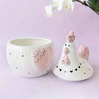Pot à biscuits en céramique, pot à biscuits en céramique en forme de coq, pot à friandises en céramique, panier de rangement pour œufs en forme de poulet, porte-œufs