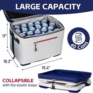 New Design 40-Can Versatile Beach Multipurpose Insulated Cooler <b>Storage</b> Bag <b>Collapsible</b> Leak Proof Waterproof Fabric Single Cup - Product Image 3