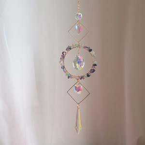 Campana de Viento Colgante para Jardín con Bola de Prisma de Estrella y Luna Colorida, Accesorios Metálicos, Atrapasol de Cristal, Adorno Aéreo - Product Image 2