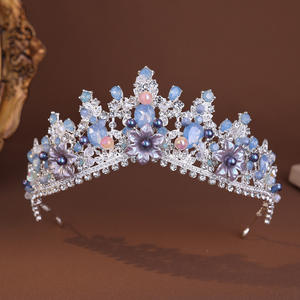 Mode cristal fait à la main diadèmes et couronnes <span class=keywords><strong>princesse</strong></span> reine diadèmes pour femmes mariée fête plage casque mariage cheveux accessoires - Product Image 1