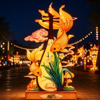 Lanterne de poisson Koi Pipa illuminée de style chinois, décoration personnalisée pour festival
