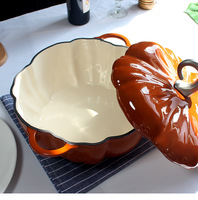Panci Stew Besar 20cm 24cm Warna Oranye dari Besi Cor Berlapis Enamel dengan Lapisan Anti Lengket, Panci Belanda, Panci Saus, Panci Kaserol