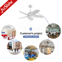 Ventilateur de plafond blanc 1stshine de 34 pouces avec lumière LED, moteur DC, 6 vitesses, télécommande, pales en ABS, ultra silencieux, moderne