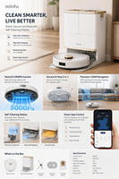 Robot Vacuum Cleaner LDS Self Emptying, Robot Vacuum Cleaner Pintar dan Penyapu Lantai dengan Stasiun, Robot Vacuum Basah Kering dengan WiFi dan Aplikasi