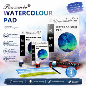 Bloc de papier Panwenbo 24 feuilles 180 g/m² pour aquarelle, bloc de <span class=keywords><strong>dessin</strong></span>, carnet de marqueurs, bloc de papier aquarelle 100 % coton - Product Image 1