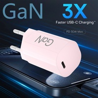 Chargeur mural rapide pour téléphone portable compatible avec la prise EU, 30W GaN, un seul port USB C, OEM ODM, charge rapide