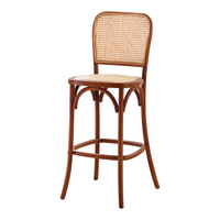 Chaise de bar moderne en bois de bouleau massif avec dossier en rotin tressé, tabouret de comptoir, siège de salle à manger haute pour café, îlot de cuisine, tabouret de bar