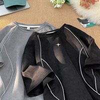 T-shirt à manches courtes en daim anti-plis avec bande réfléchissante pour homme – Qualité supérieure, tendance, marque de niche unique, style urbain