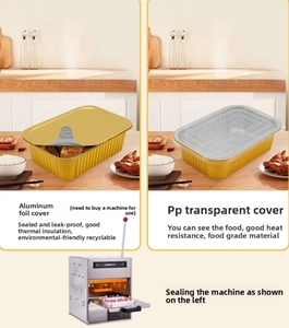 510ml 17.2oz jetable emballage alimentaire en vol four à <span class=keywords><strong>micro</strong></span>-ondes sûr feuille d'<span class=keywords><strong>aluminium</strong></span> compagnie aérienne plateaux alimentaires/conteneur/boîte - Product Image 4