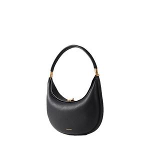 Light <b>green</b> leather crescent-shaped handbag with luxurious metal embellishments, a women's shoulder <b>bag</b>. - Product Image 6
