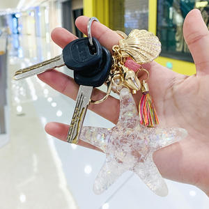 Creativo estilo europeo borlas llavero dibujos animados estrella de mar resina colgantes acrílico plástico coche llave accesorios bolsa colgantes - Product Image 2