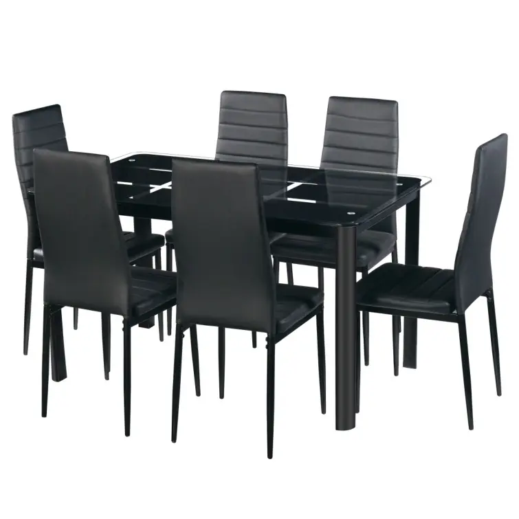โมเดิร์นออกแบบใหม่ชุดโต๊ะอาหารแก้วโต๊ะรับประทานอาหารและเก้าอี้สำหรับห้องรับประทานอาหาร