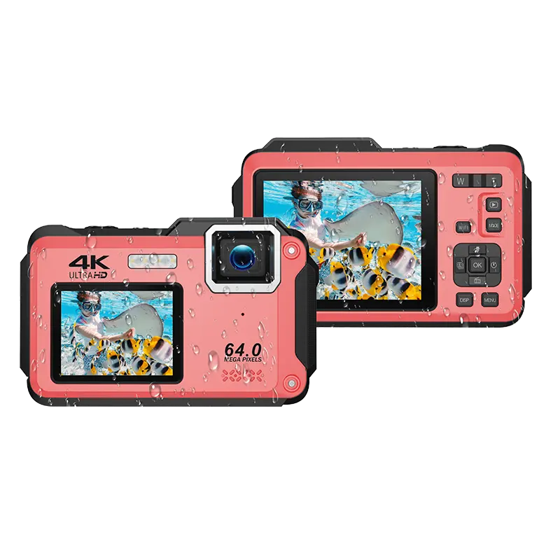 Custom Oem Odm Digitale Zoom 18 X Dubbel Kleurenscherm Is Anti Shake Real 4K Hoge Resolutie 3M Body Waterdichte Digitale Camera