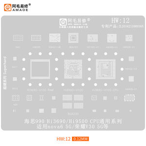 Plantilla de Reballing Amaoe BGA de Acero de 0.12mm para Reparación de CPU con Malla de Estaño para Teléfonos Móviles Serie HW16 <span class=keywords><strong>Honor50</strong></span>/Pro/50SE - Product Image 5