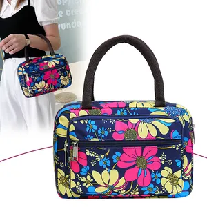 Hot sale Custom logo fashion Waterproof lunch box woman Casual Nylon Small Colorful design flower print 2022 handbags for women