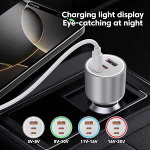 Chargeur de voiture USB C transparent 136W, adaptateur de chargeur de voiture PD 100W + PD 36W Type C compatible avec iPhone, Galaxy, MacBook, etc. - Product Image 6