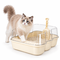 Bac à litière pour chat à bords hauts et ouverture supérieure, avec protection transparente et entrée frontale basse, disponible en petites et grandes tailles pour la vente en gros