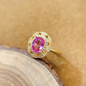 Anillo de Plata de Ley 925 con Baño de Oro de 18k y Zafiro/Rubí Natural para Mujer, Uso Diario, Regalo, Venta al Por Mayor de Fábrica - Product Image 5