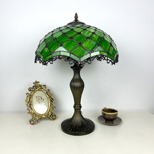 Longhuijing 16-Inch Stained Glass Mediterranean LED E26 Dome Simple Flexible AC Table <b>Light</b> for Living Room Bedroom Office - Product Image 5