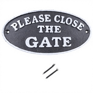 Cast Iron Oval Please Close the Gate Sign <strong>Plaque</strong> with Wall Mounting <strong>for</strong> <strong>Garden</strong> Decor - Product Image 1