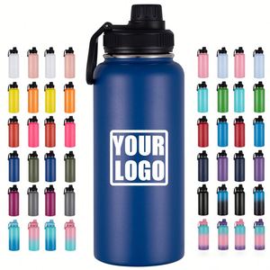 Custom logo 18oz 32oz 40oz Wide Mouth Gym Thermos <b>Flask</b> Stainless Steel Powder Coated Sports Insulated Water Bottle with Lids - Product Image 1