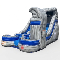 Toboggan gonflable double piste en PVC de 15 pieds, pour utilisation humide et sèche, avec installation facile