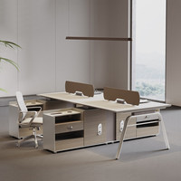 Poste de travail moderne en bois pour 2, 4 ou 6 personnes avec cloison de bureau, chaise et table d'ordinateur, écologique