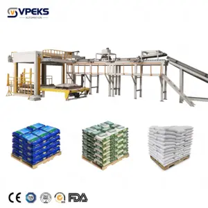 1000bags Fast Speed high level case infeed palletizer bag palletizing machine upper level