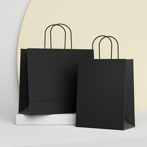 Bolsas de Papel Kraft de Color Sólido Duraderas Directas de Fábrica, Embalaje para Llevar, Reutilizables, Reciclables, Bolsas de Papel Negras para Uso Diario - Product Image 1