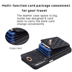 Bandoulière arrière en cuir 6 fente pour carte étui pour <span class=keywords><strong>samsung</strong></span> A10 A20 A30 A50 A70 s23 s22 <span class=keywords><strong>s21</strong></span> s20 kicsktand étui pour Iphone 14 13 12 - Product Image 3