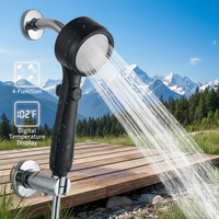 Pommeau de Douche Électrique Portable en Plastique Haute Pression avec 4 Modes de Jet, Affichage Numérique de la Température et Utilisation Extérieure