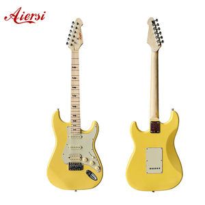 Gitar Listrik Custom Grosir Warna Kuning 6 Senar Kayu Solid dan Fretboard Maple OEM ODM Harga Murah Alat Musik - Product Image 1