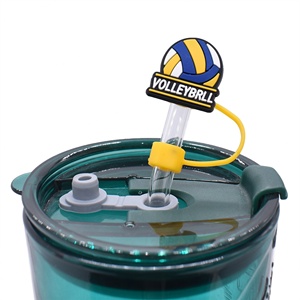 Accesorios de decoración para fiestas: Tapones de silicona universales suaves para pajitas de voleibol, sombreros de pajita deportivos, venta al por mayor - Product Image 5