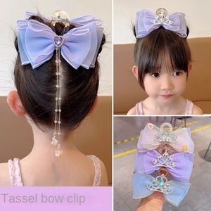 어린이를위한 절묘한 공주 소녀의 활 헤어 액세서리 크라운 나비 헤어 클립 사랑스러운 리본 클립 키즈 - Product Image 2