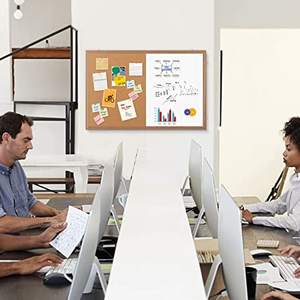 Wooden Framed Combination Dry Erase Magnetic Whiteboard <b>Bulletin</b> Cork <b>Board</b> Set with Markers Thumb Tacks - Product Image 2