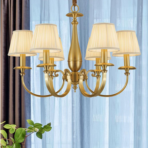 Lampadario di illuminazione del ristorante del paese americano VH, design semplice del corpo lampada in rame, lampadario in tessuto <span class=keywords><strong>da</strong></span> <span class=keywords><strong>camera</strong></span> <span class=keywords><strong>da</strong></span> <span class=keywords><strong>letto</strong></span> - Product Image 2