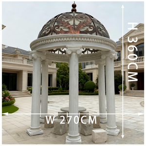 定制手工雕刻罗马风格大理石户外花园凉亭雕塑石凉亭，用于花园庭院装饰 - Product Image 3