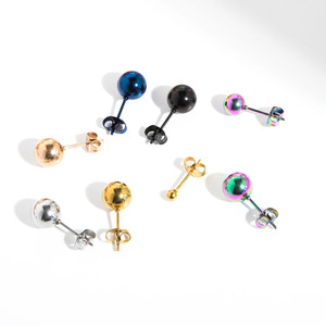 Gold Plated Stainless Steel Ear <b>Stud</b> Round Titanium Peas Ball Bead <b>Earrings</b> rainbow 2-8mm Stainless Steel Ball <b>Stud</b> <b>Earrings</b> - Product Image 6